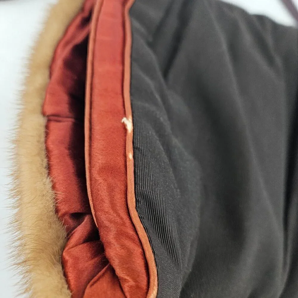 Vintage Brown Mink Muff Handwarmer Zippered Purse